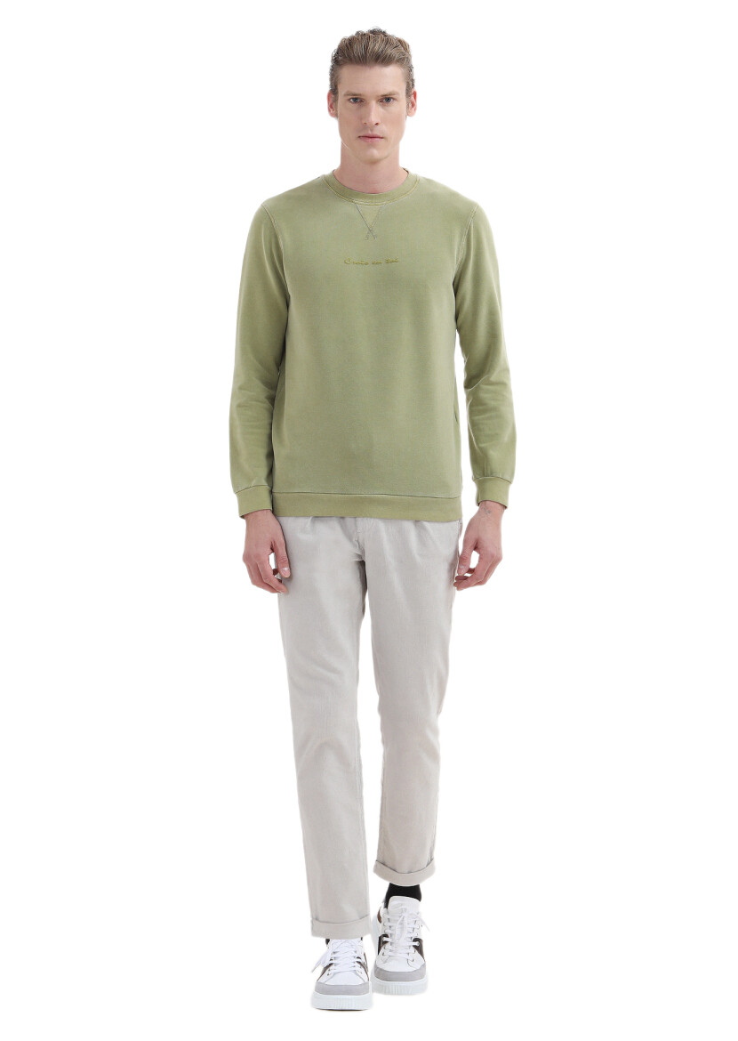 Green Crew Neck Printed Sweatshirt 