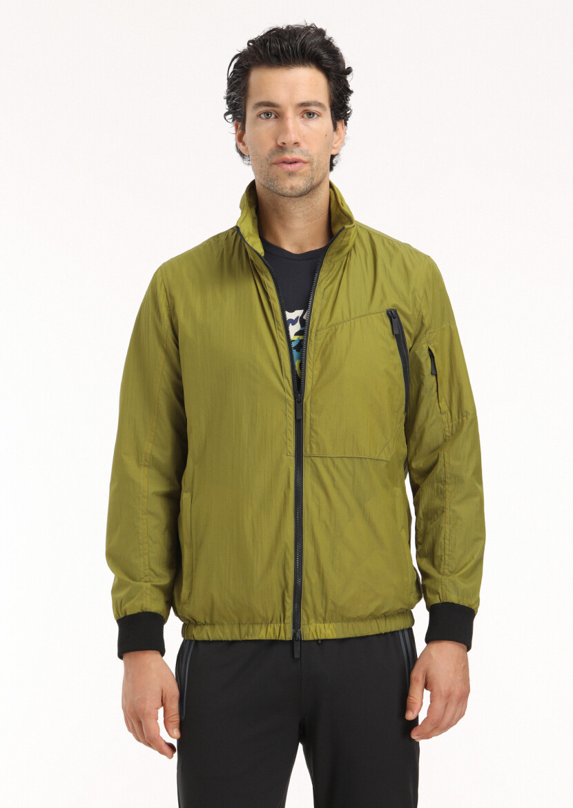 Green Removable Hood Weaving Coat 