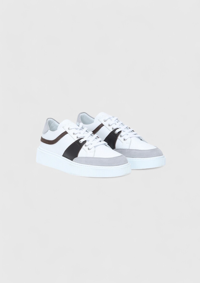 Grey Leather Sneaker - RAMSEY