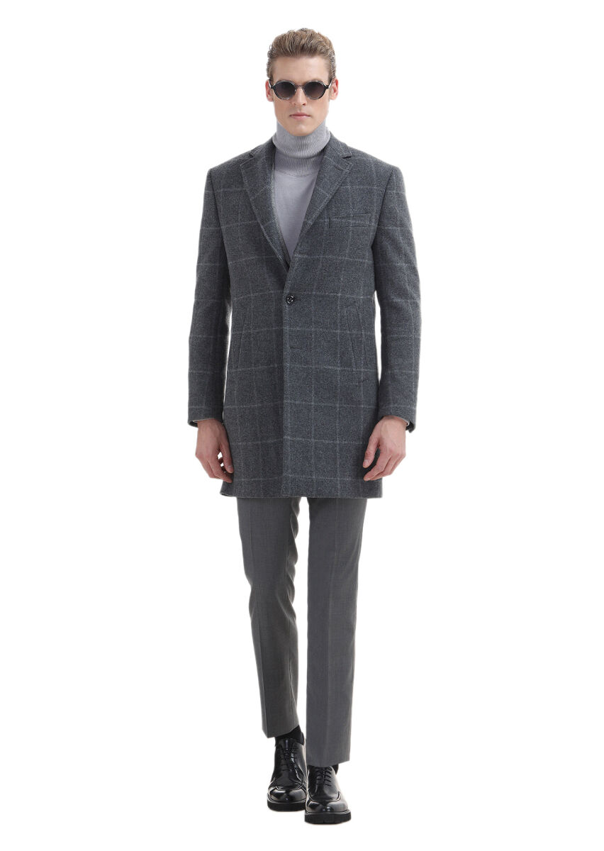 Grey Weaving Overcoat - 1