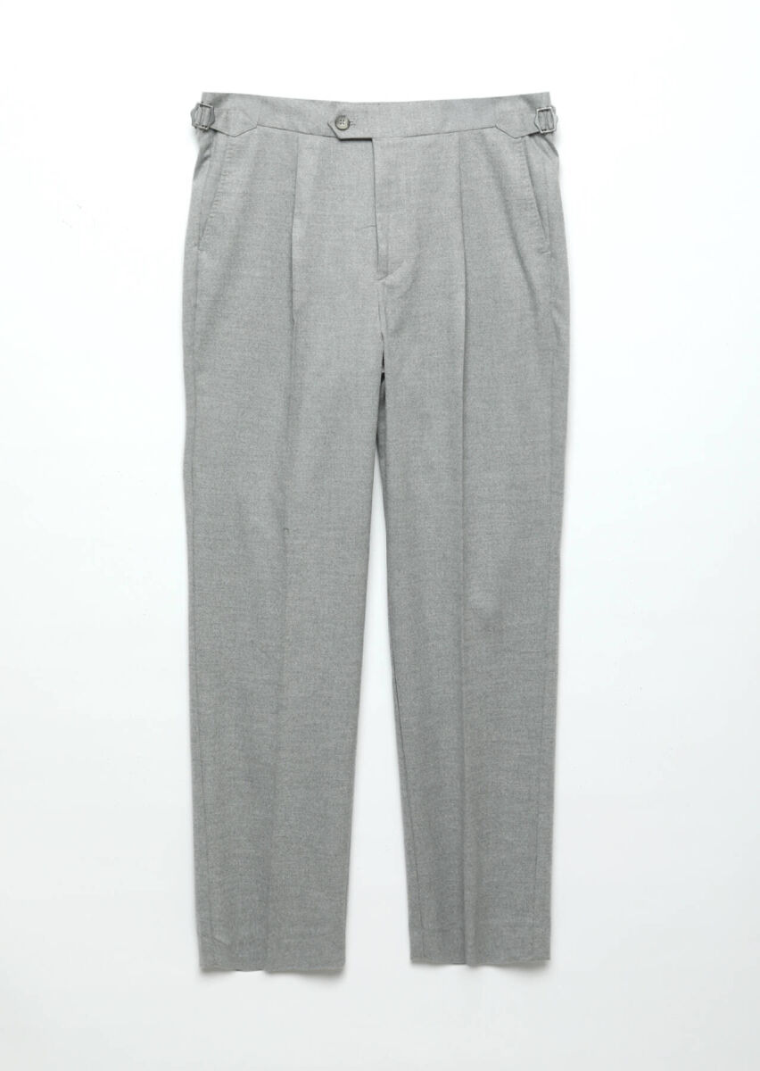 Gri Düz Dokuma Loose Fit Casual Pantolon - 7