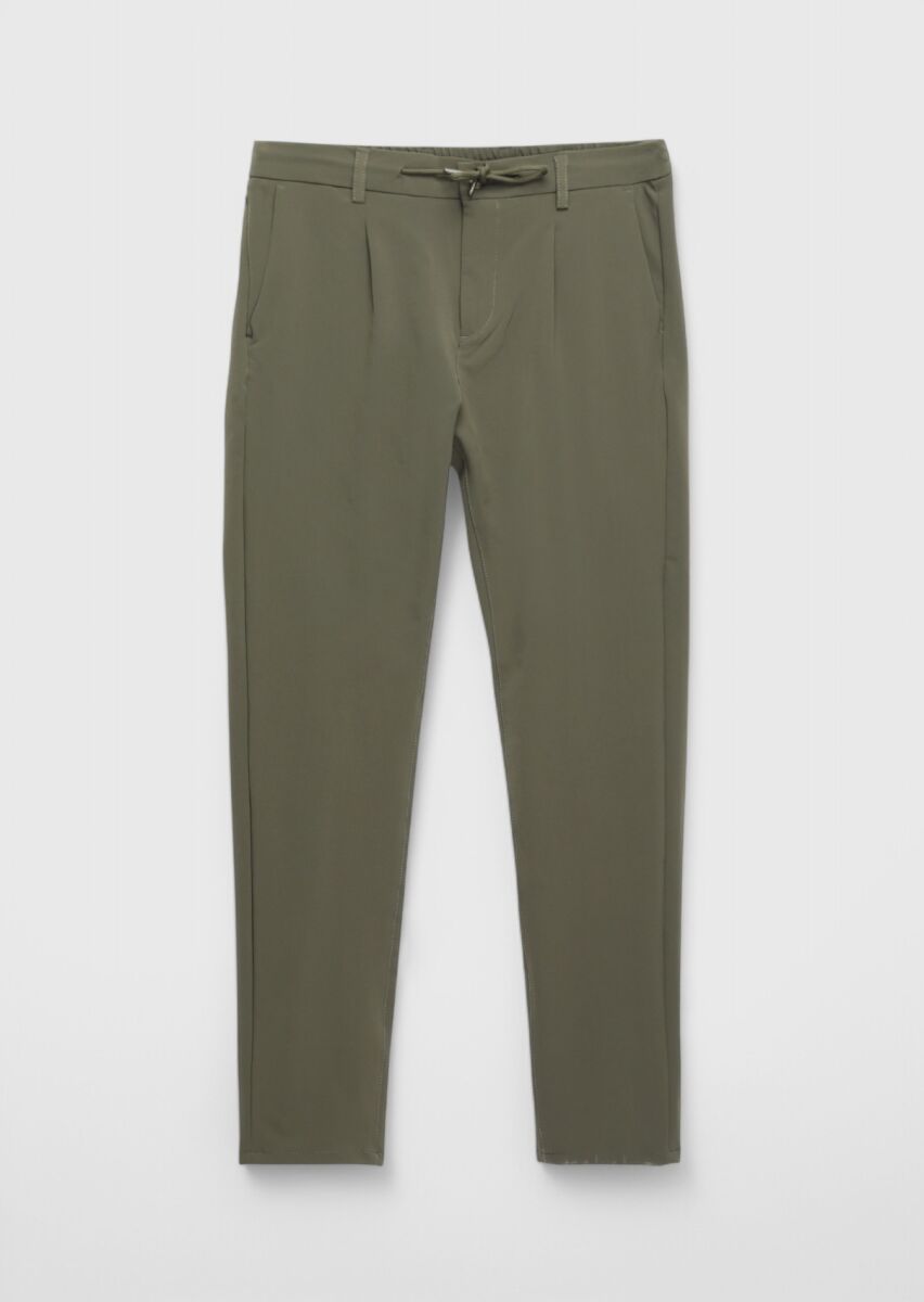 Haki Düz Dokuma Jogging Fit Casual Pantolon - 7