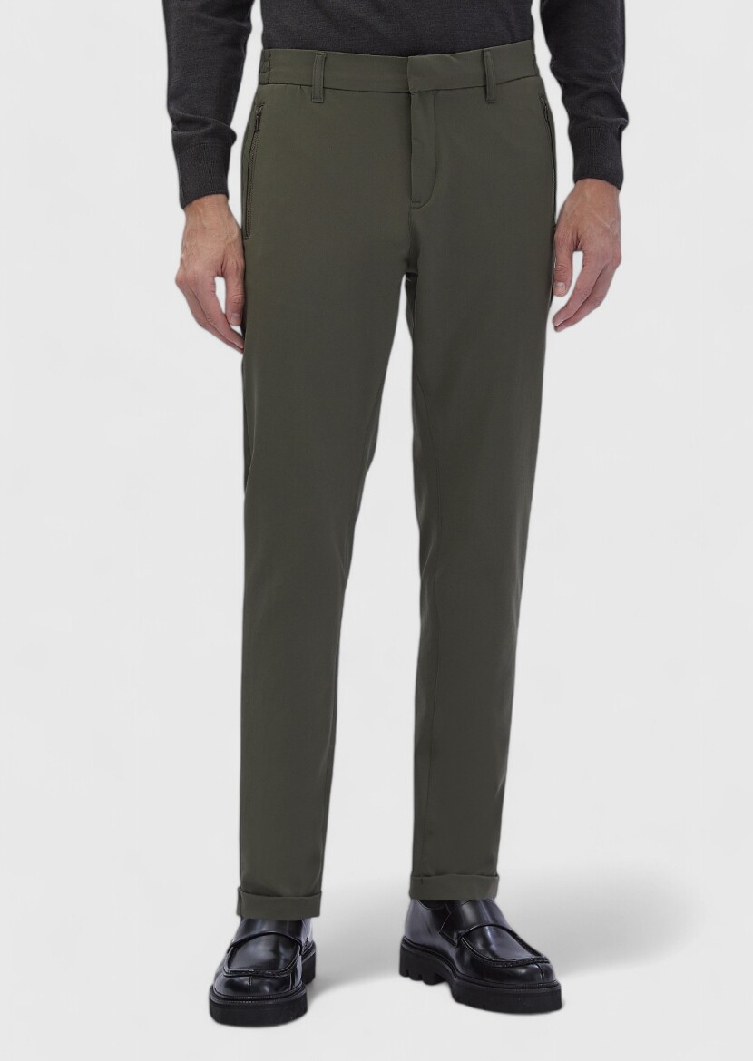 Haki Düz Örme Jogging Fit Casual Pantolon 
