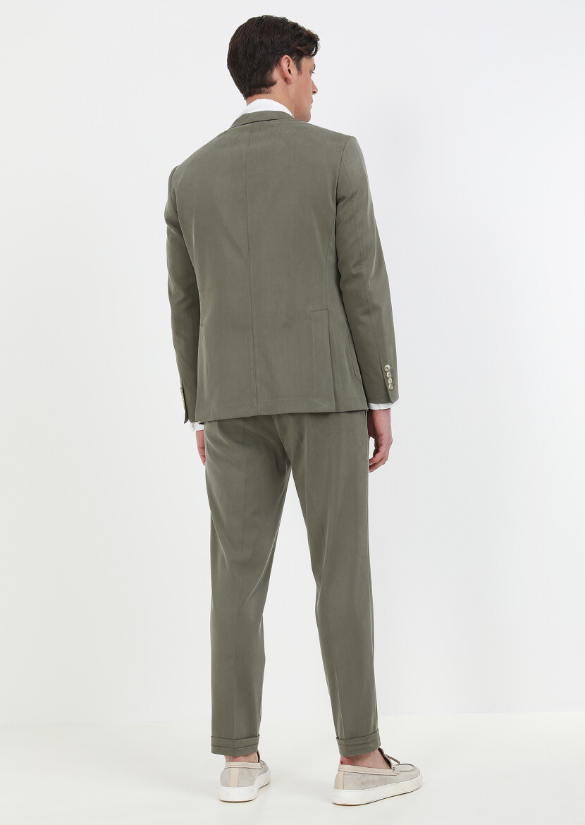 Haki Düz Zeroweight Slim Fit Takım Elbise - 7