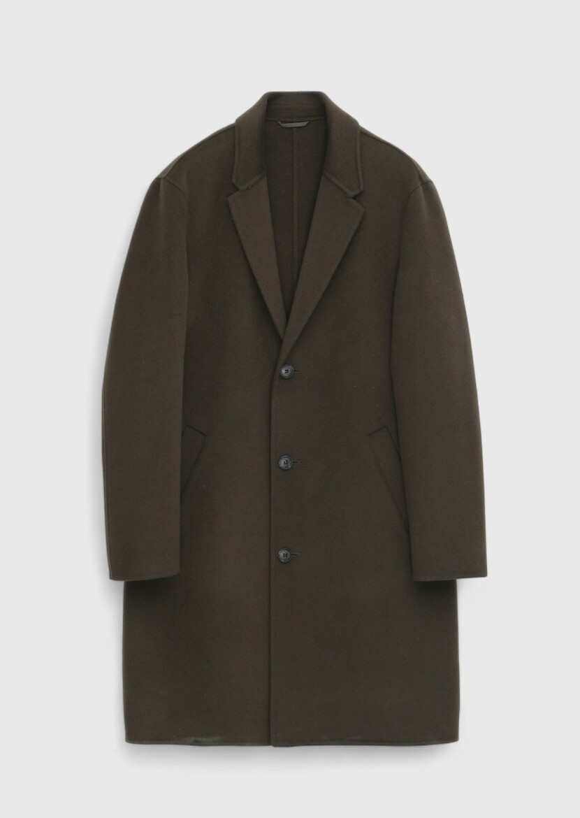 Haki Regular Fit Kelebek Yaka Klasik Dokuma Palto - 8