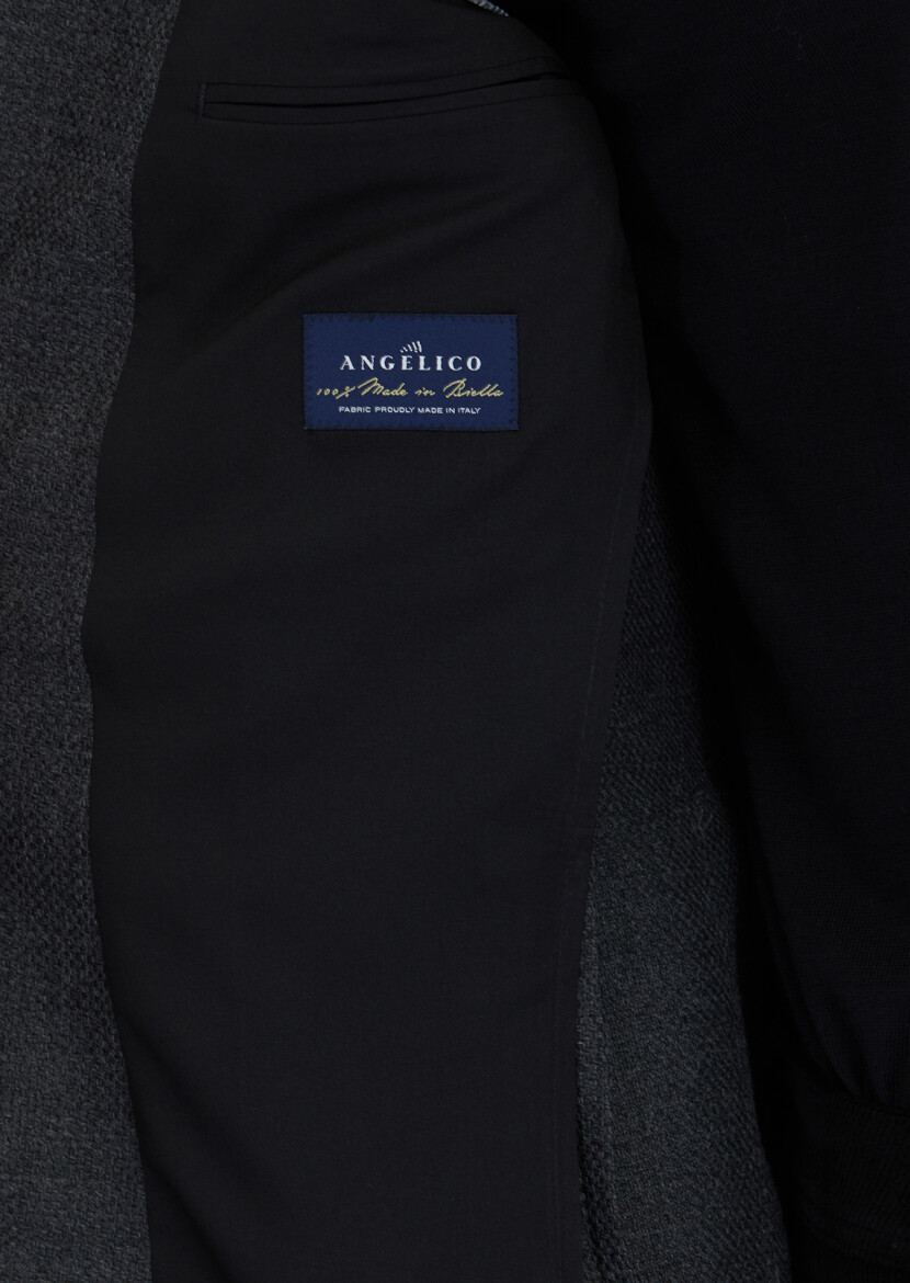 Hard Coal Patterned Zeroweight Slim Fit 100% Wool Jacket - 6