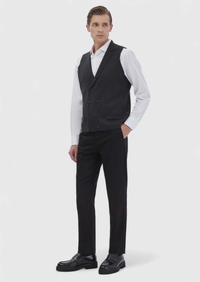 Hard Coal Plain Knitting Knit Vest 