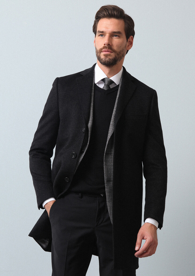 Hard Coal Weaving Overcoat - 1