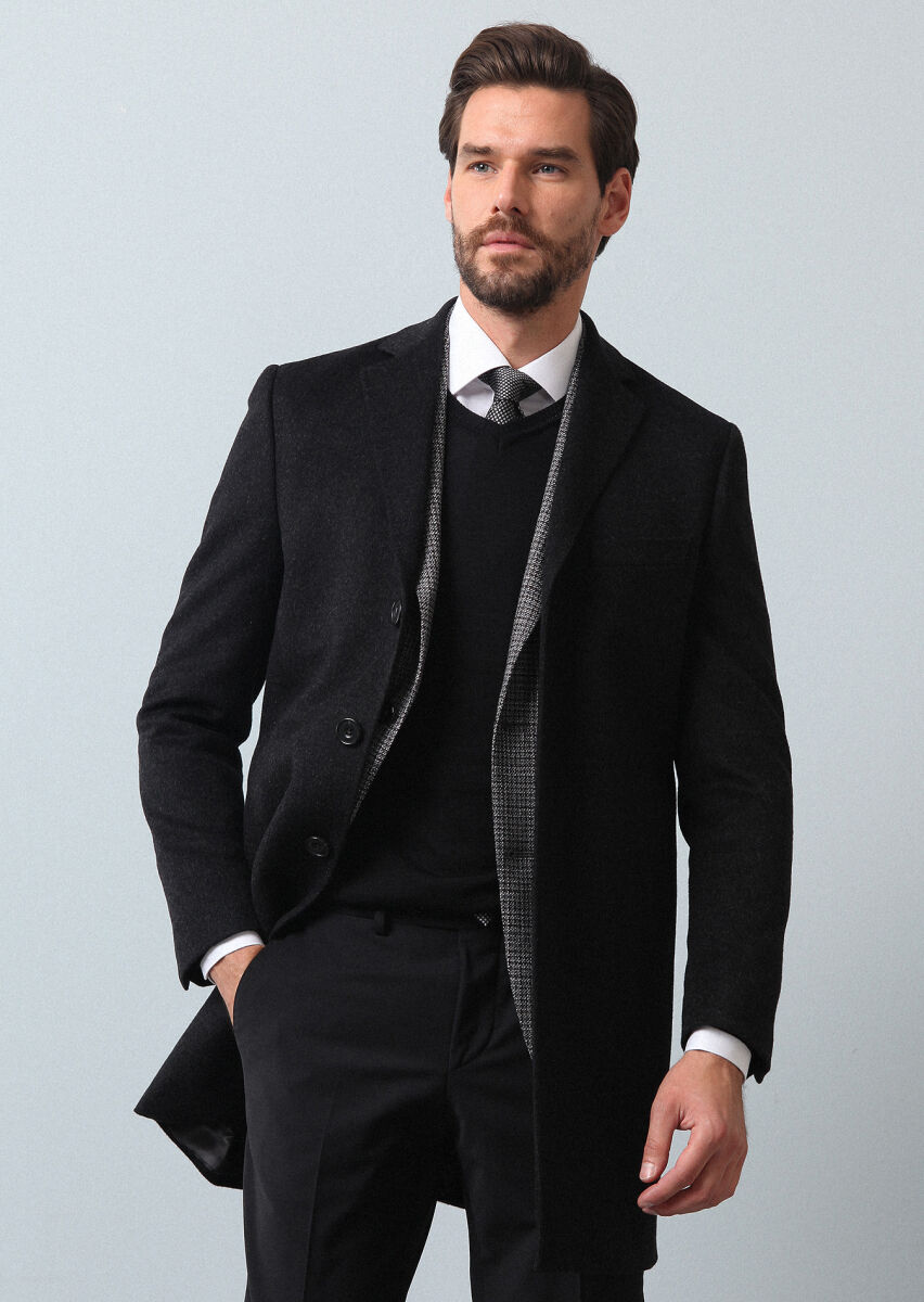 Hard Coal Weaving Overcoat - 1