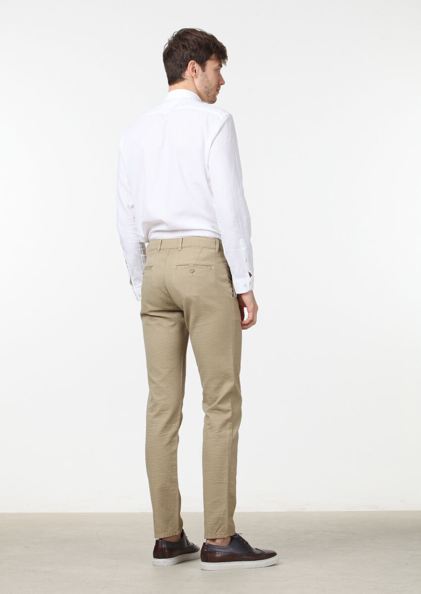 Hardal Düz Dokuma Regular Fit Casual Pamuk Karışımlı Pantolon - 4