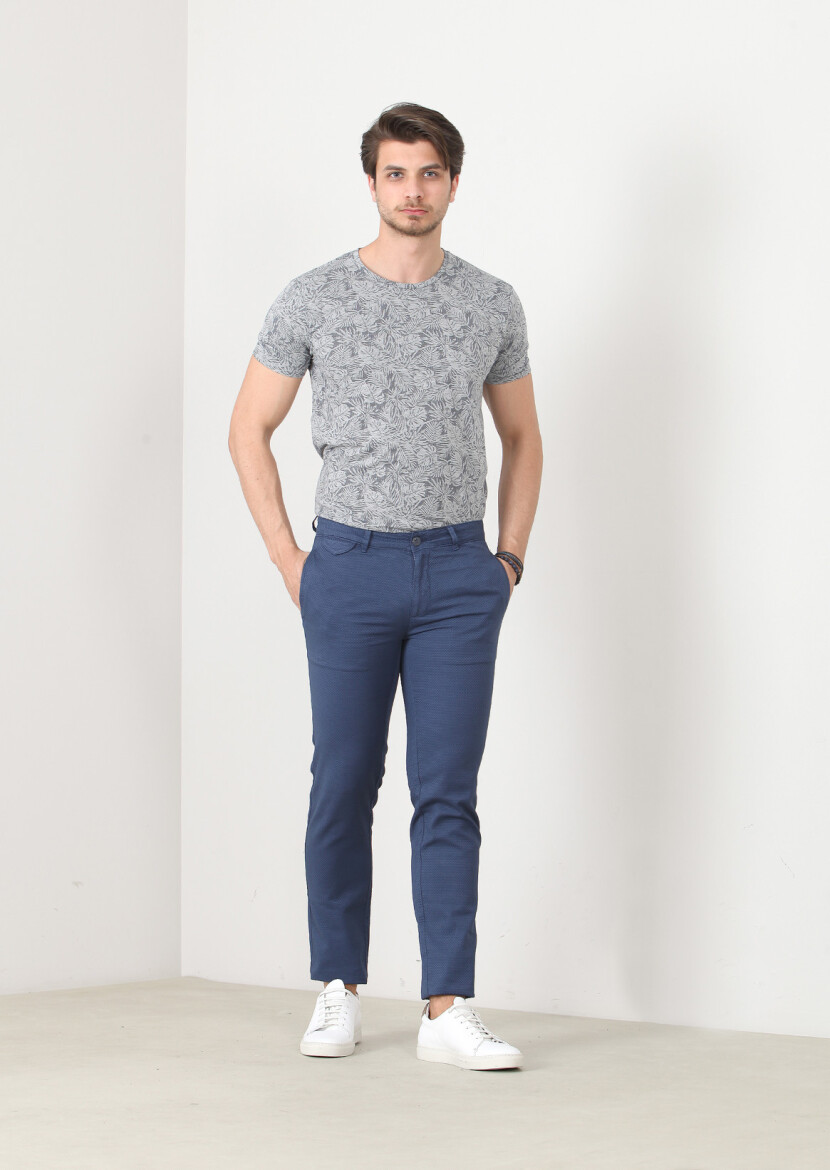 İndigo Düz Dokuma Regular Fit Casual Pamuk Karışımlı Pantolon 