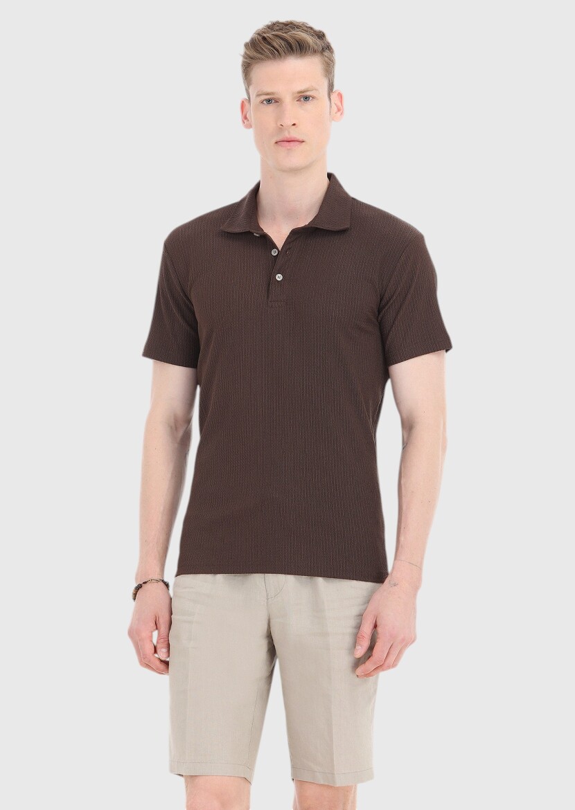 Kahverengi Polo Yaka T-Shirt 