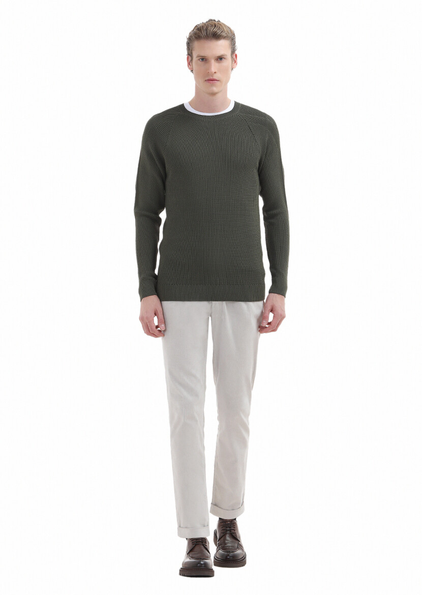 Khaki Knitwear Sweatshirt 