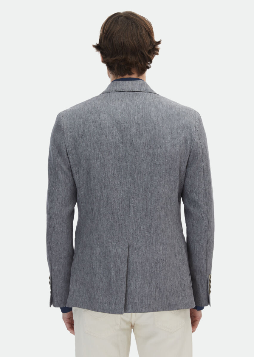 Koyu Gri Desenli Zeroweight Slim Fit Pamuk Karışımlı Ceket - 6