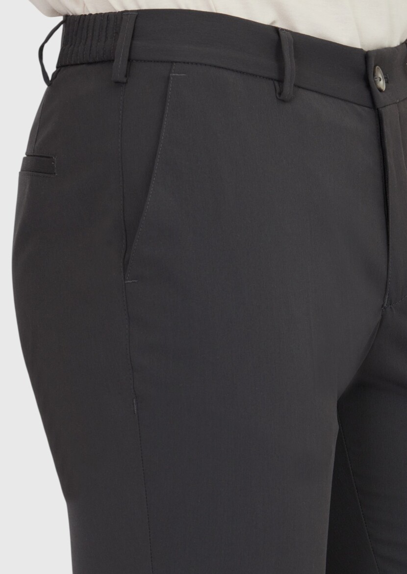 Koyu Gri Düz Dokuma Jogging Fit Casual Pantolon - 3