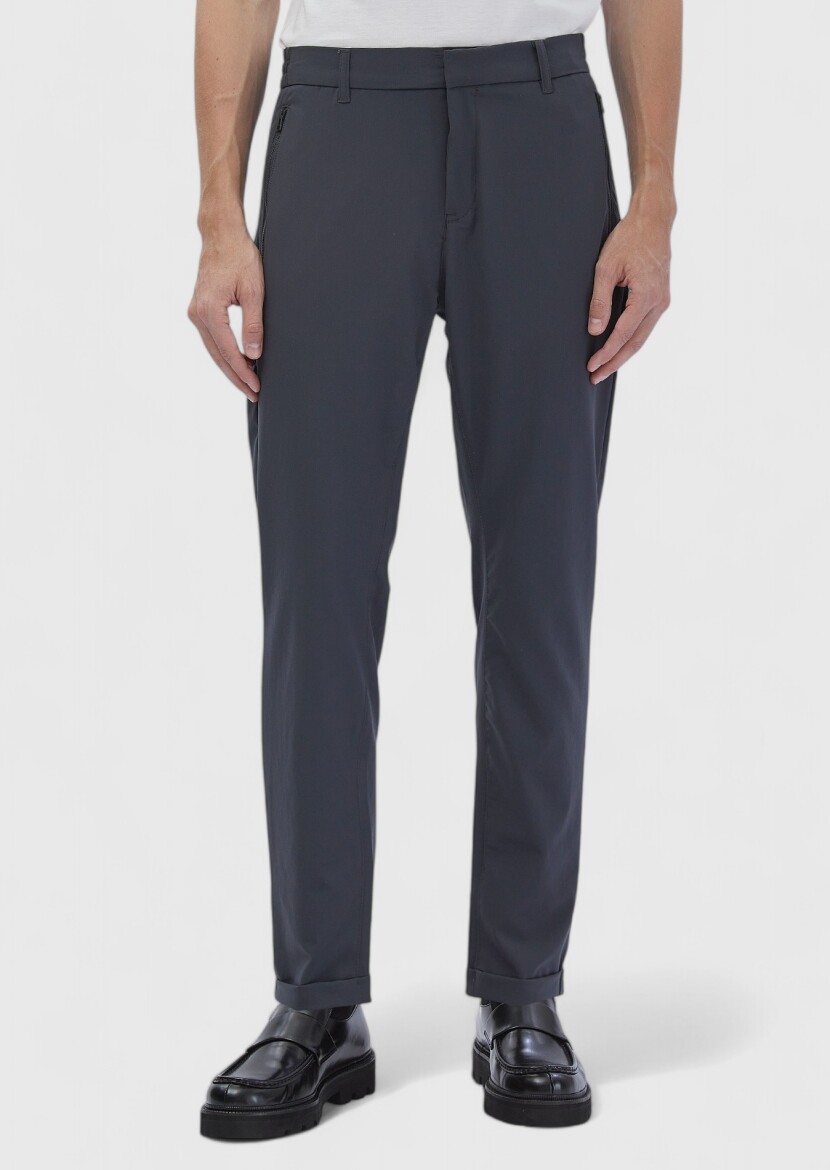 Koyu Gri Düz Örme Jogging Fit Casual Pantolon 