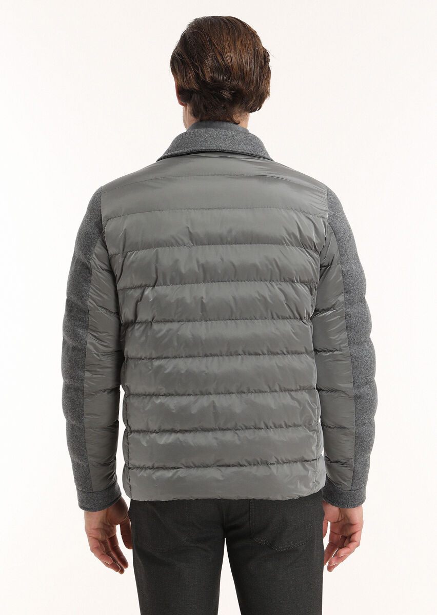 Koyu Gri Regular Fit Gömlek Yaka Casual Dokuma Mont - 7