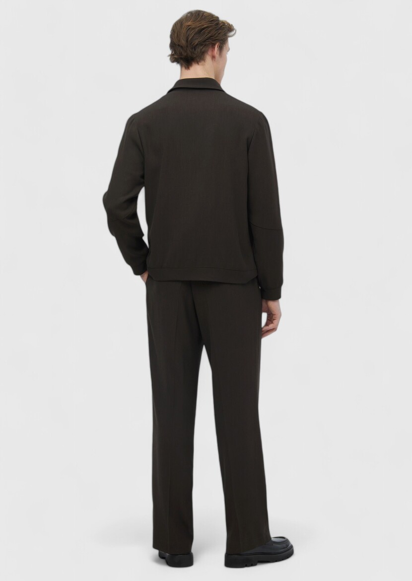 Koyu Kahve Düz Comfort Fit Yün Karışımlı Takım Elbise - 8