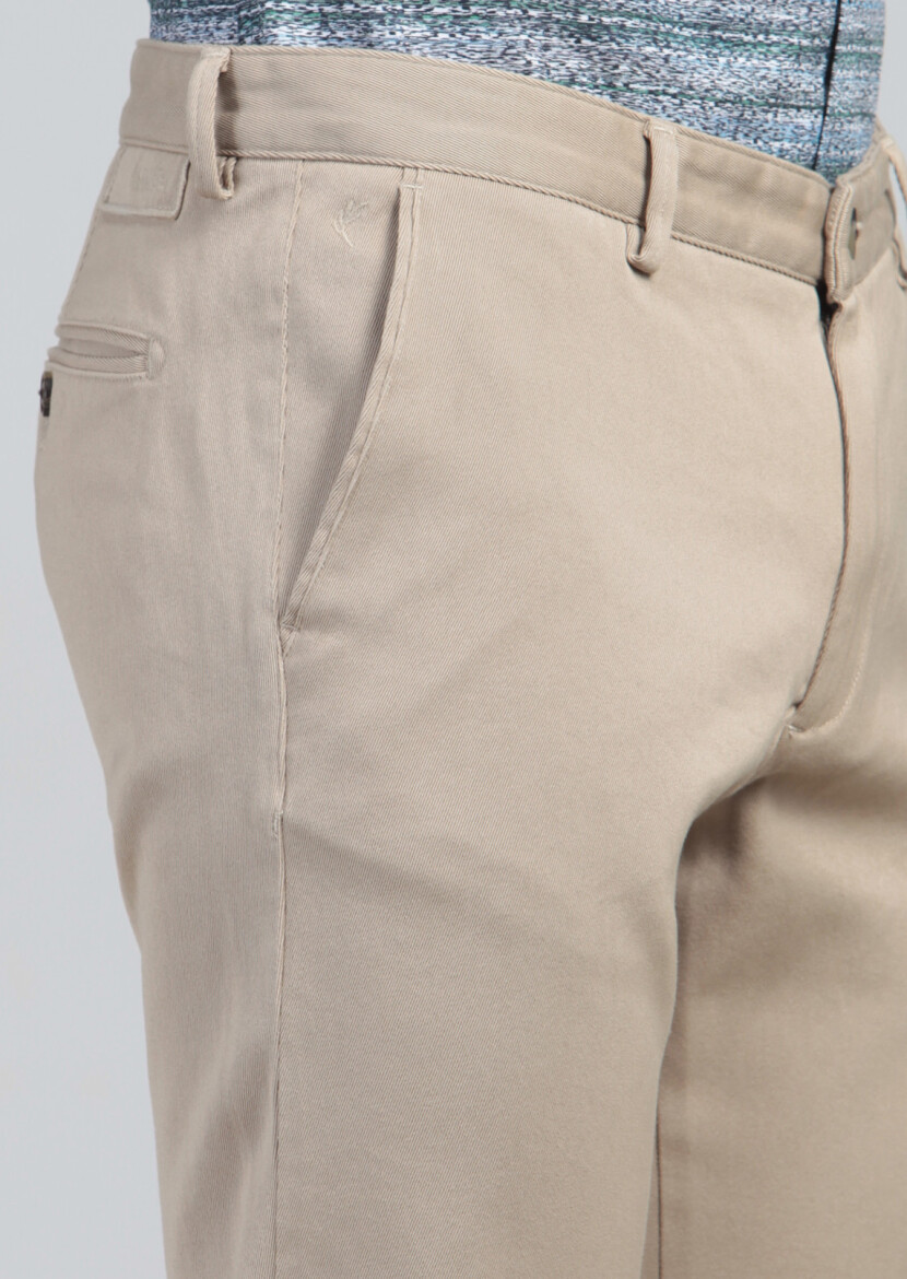 Kum Düz Dokuma Regular Fit Casual %100 Pamuk Pantolon - 4