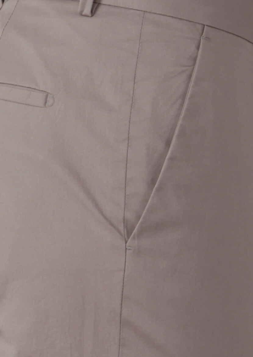 Kum Düz Kumaş Modern Fit Klasik Pamuk Karışımlı Pantolon - 3