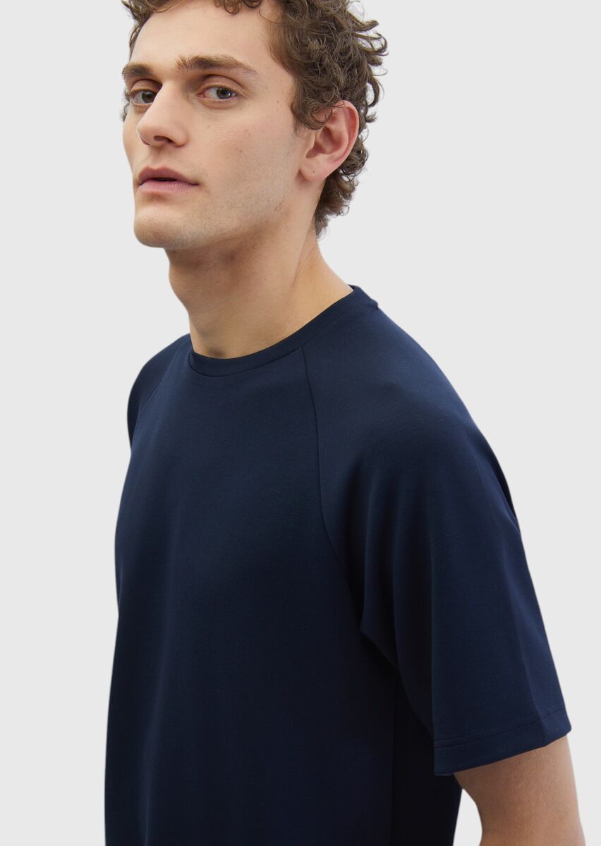 Lacivert Bisiklet Yaka Düz Sweatshırt - 3