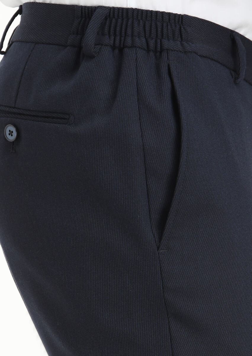 Lacivert Desenli Modern Fit Yün Karışımlı Takım Elbise - 6