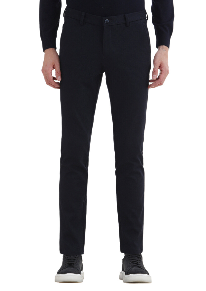 Lacivert Desenli Örme Jogging Fit Casual Pantolon 