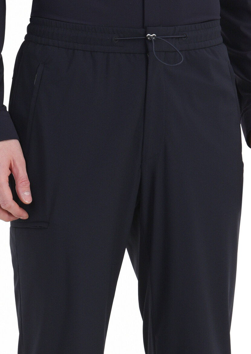 Lacivert Desenli Örme Jogging Fit Spor Pantolon 