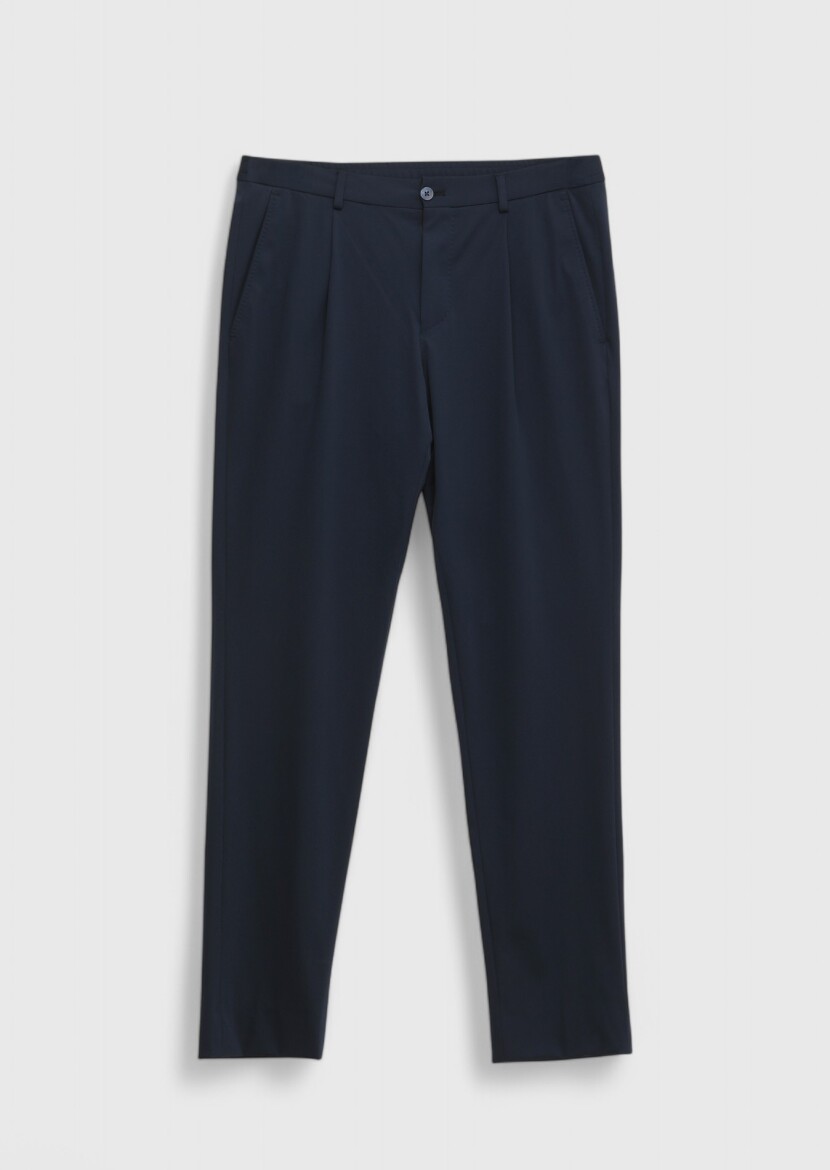 Lacivert Düz Comfort Fit Örme Takım Elbise - 2