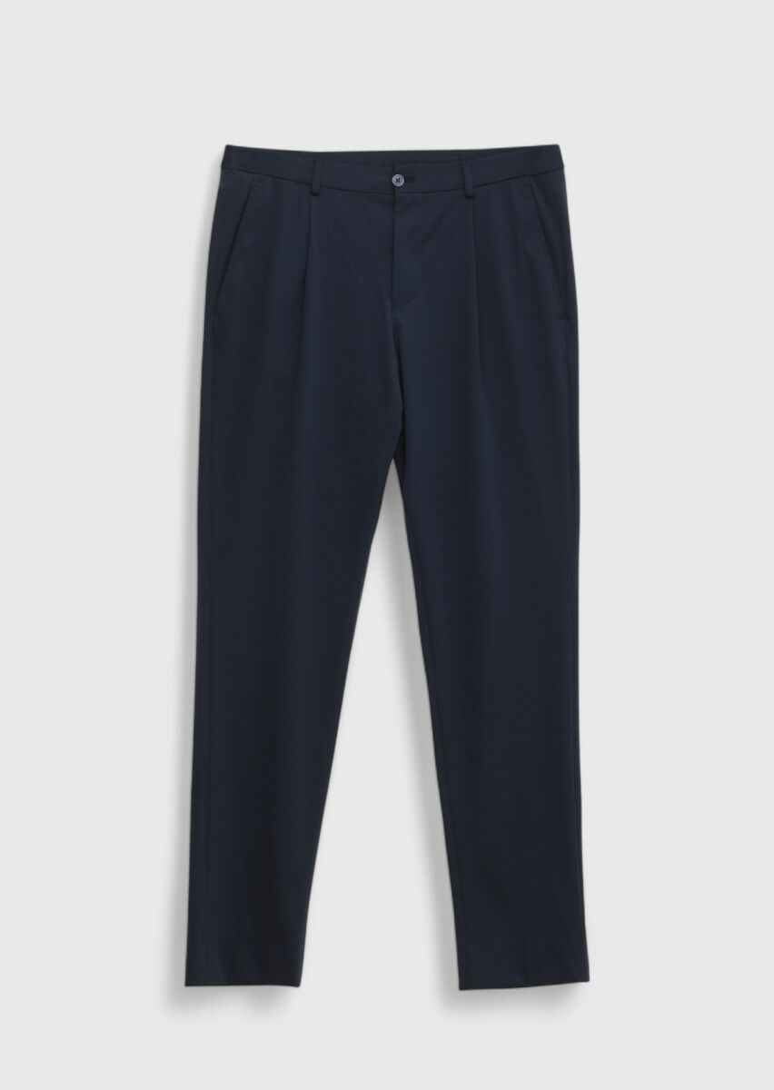 Lacivert Düz Comfort Fit Örme Takım Elbise - 2