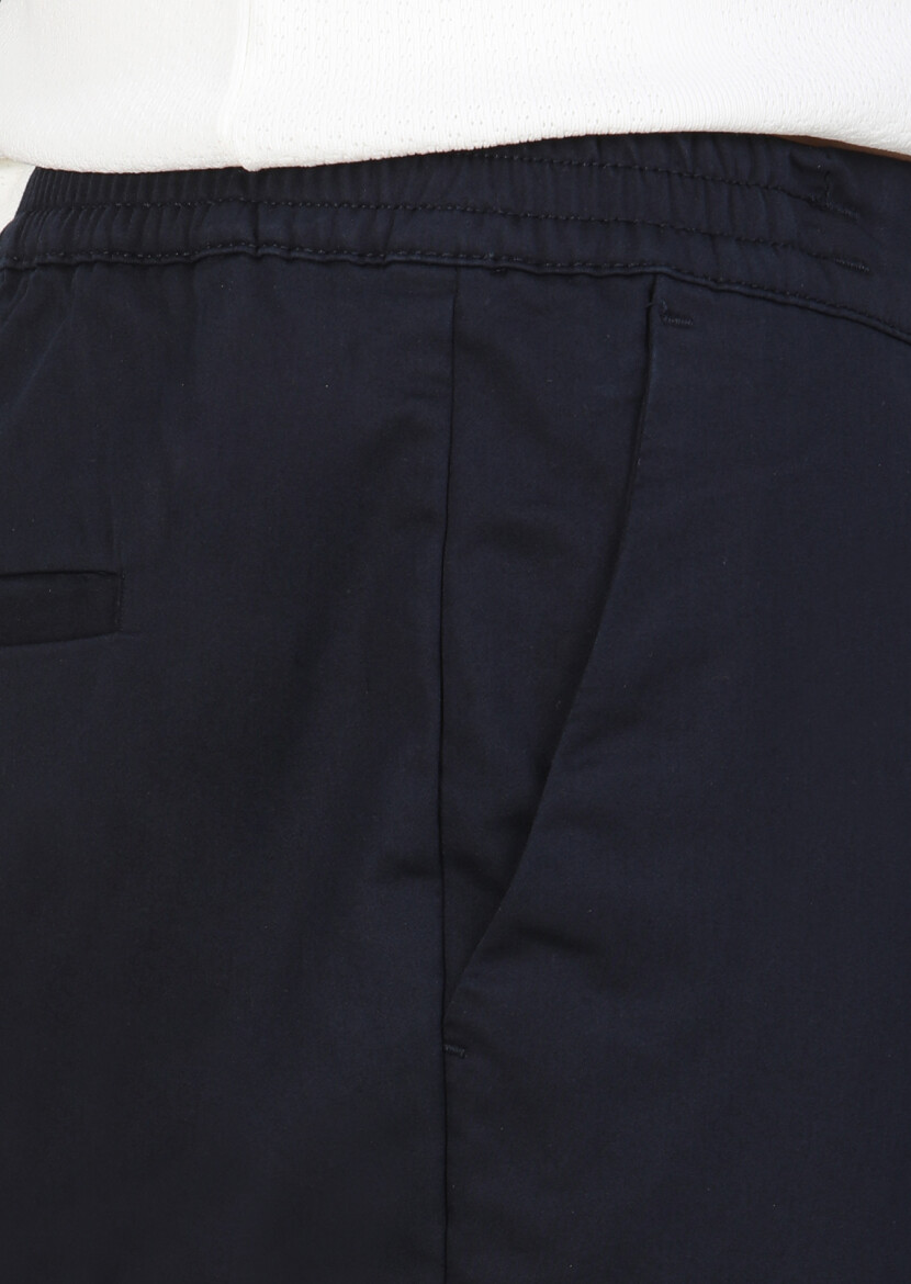 Lacivert Düz Dokuma Jogging Fit Casual Pamuk Karışımlı Pantolon - 3