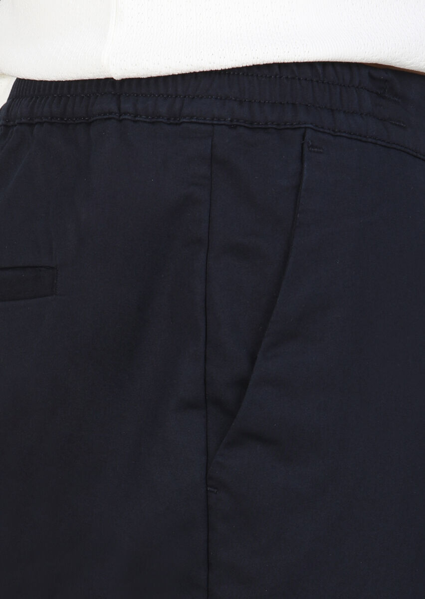 Lacivert Düz Dokuma Jogging Fit Casual Pamuk Karışımlı Pantolon - 3