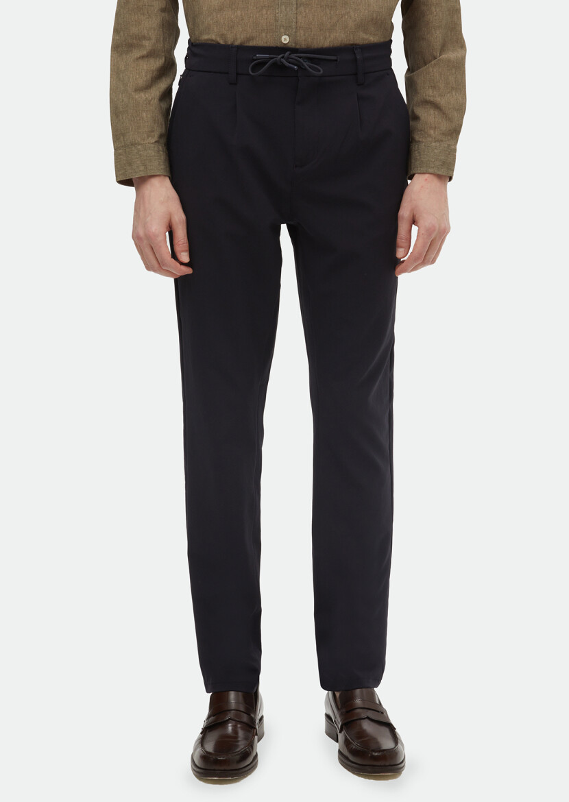 Lacivert Düz Dokuma Jogging Fit Casual Pantolon 