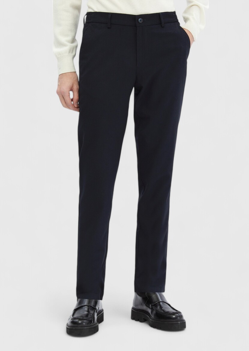Lacivert Düz Dokuma Jogging Fit Casual Pantolon 