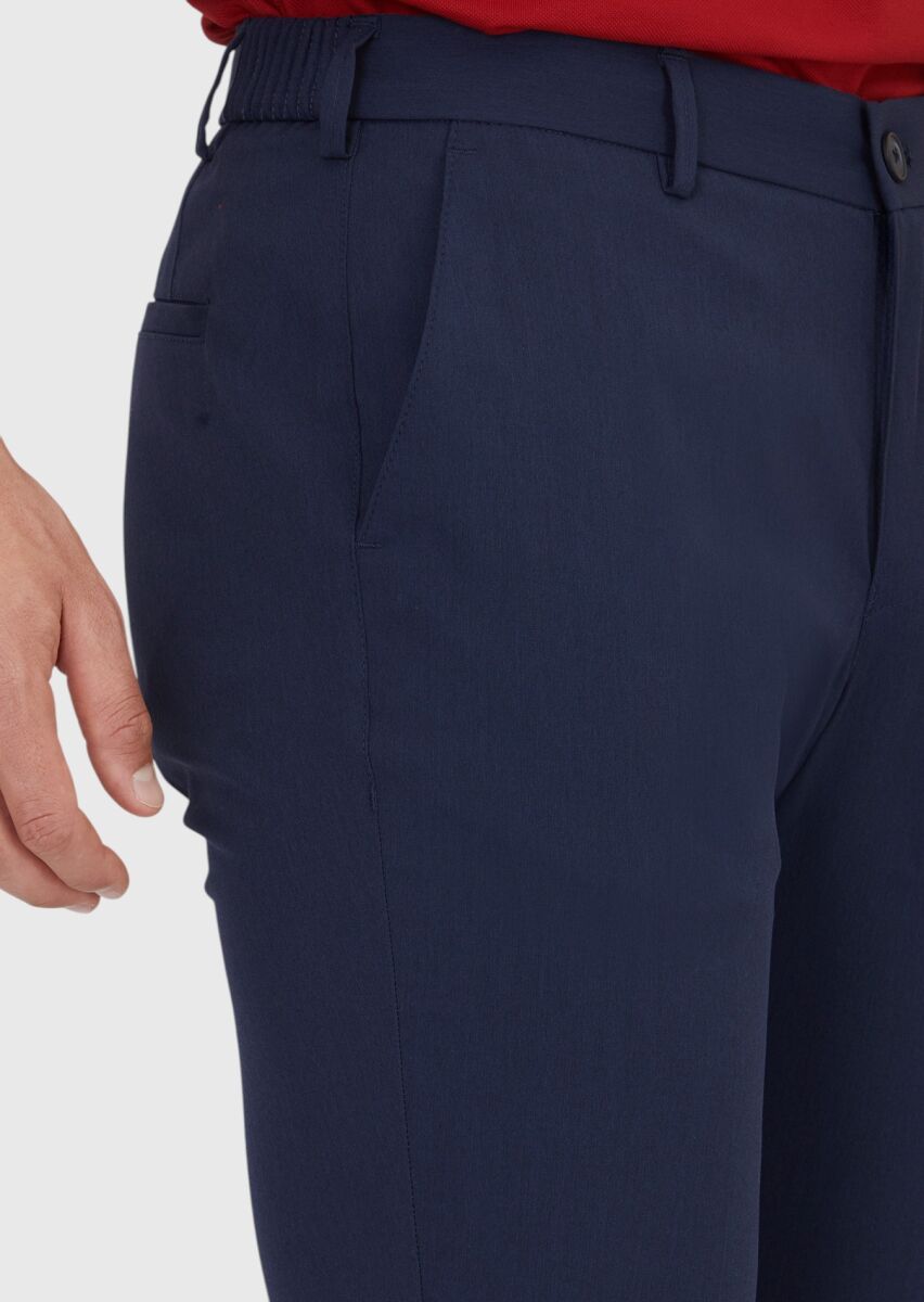 Lacivert Düz Dokuma Jogging Fit Casual Pantolon - 3