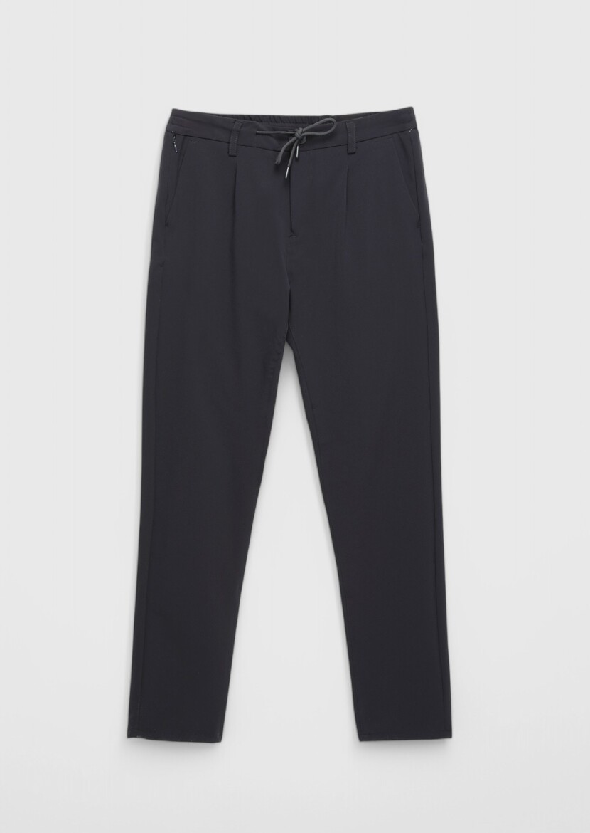 Lacivert Düz Dokuma Jogging Fit Casual Pantolon - 7