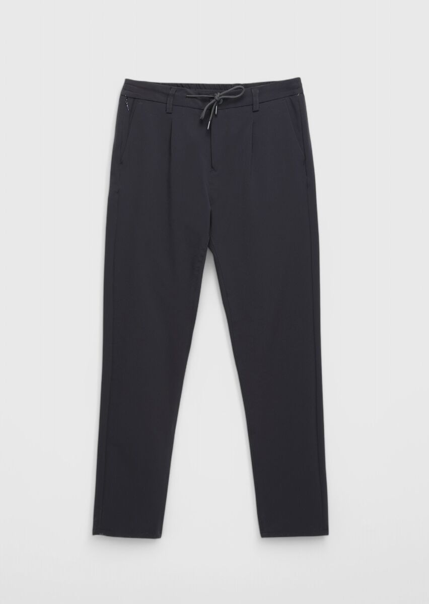 Lacivert Düz Dokuma Jogging Fit Casual Pantolon - 7