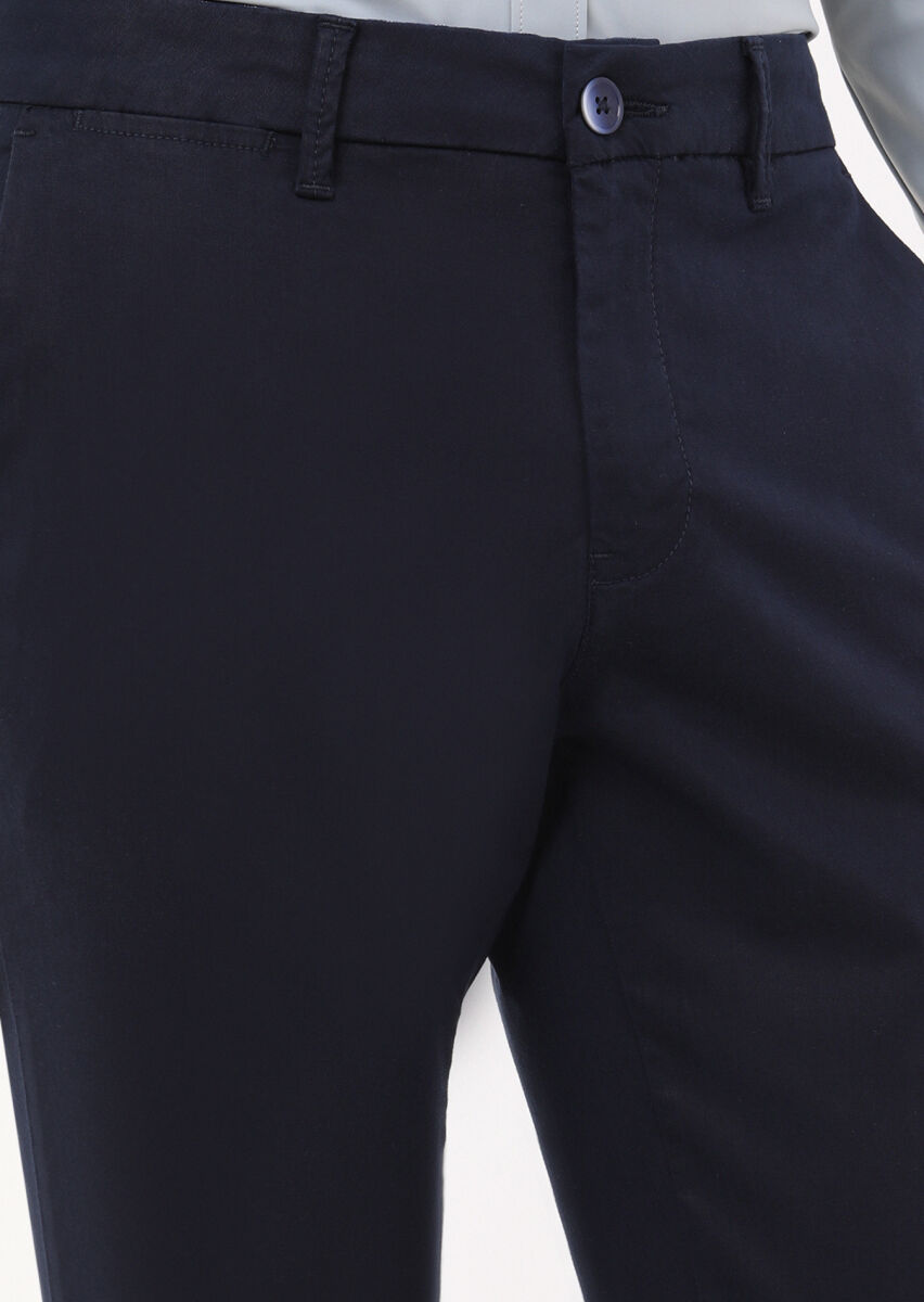 Lacivert Düz Dokuma Regular Fit Casual Pantolon - 3