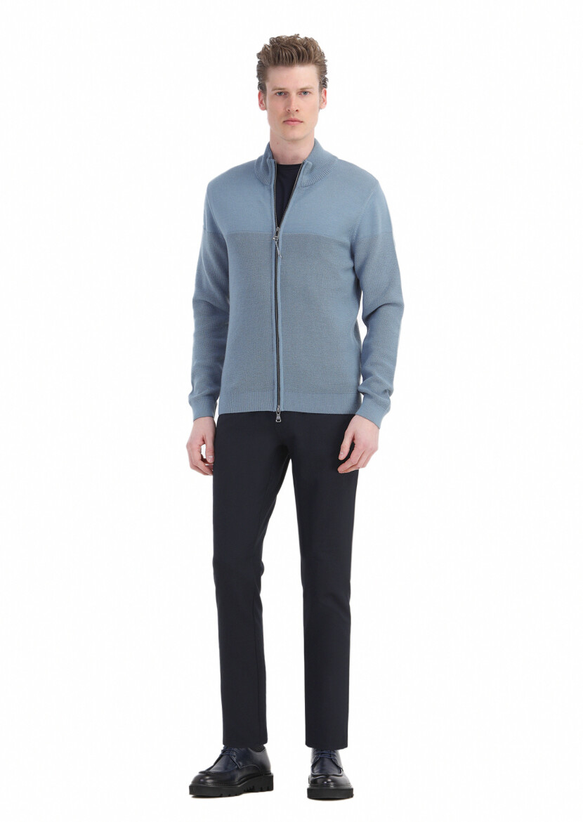 Lacivert Düz Dokuma Slim Fit Casual Pantolon 