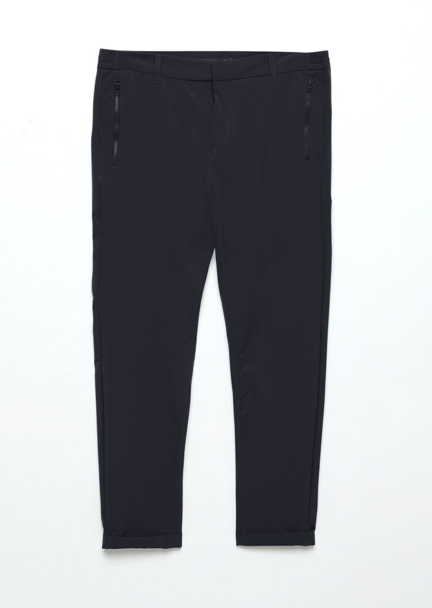 Lacivert Düz Örme Jogging Fit Casual Pantolon - 7