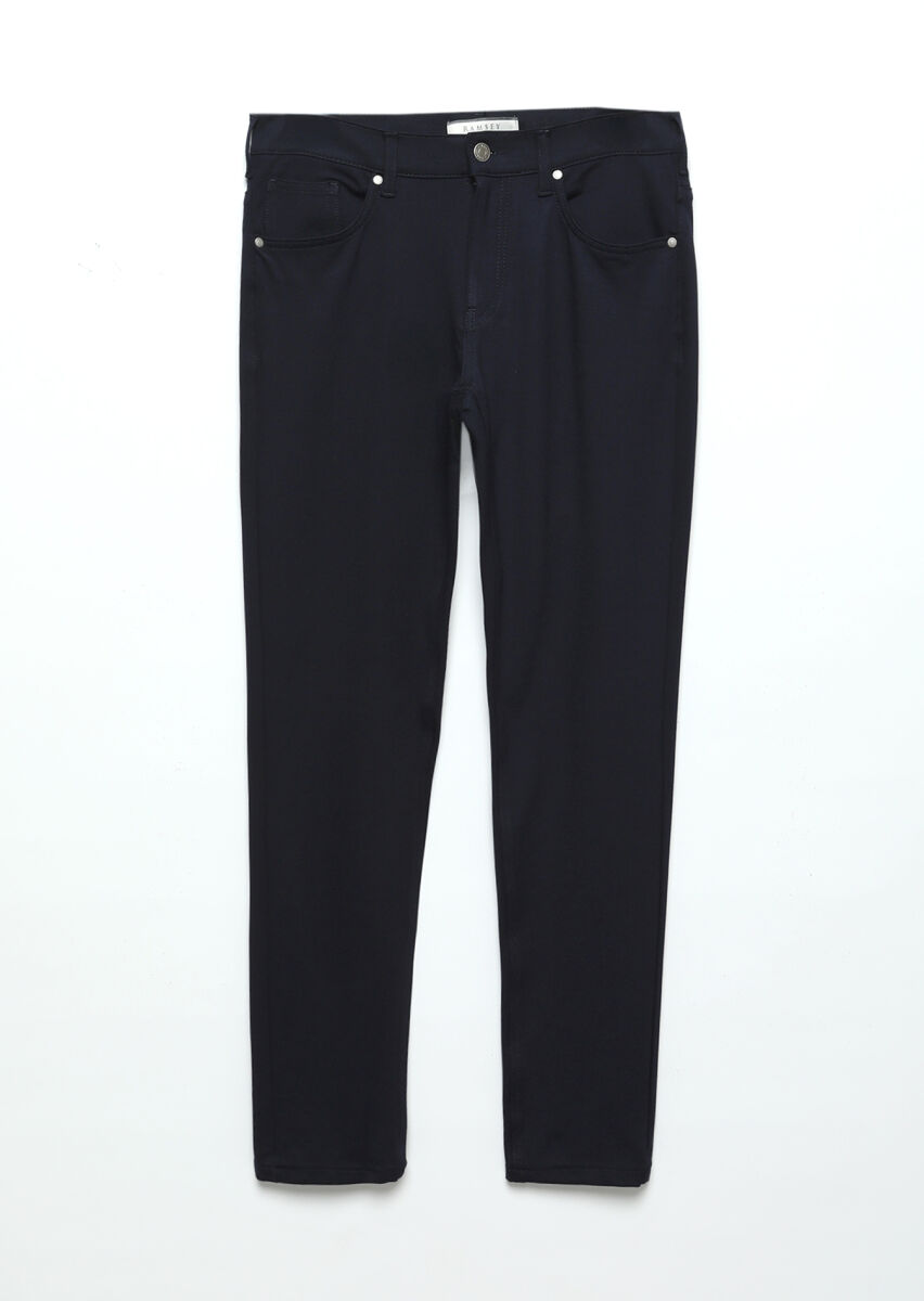 Lacivert Düz Örme Slim Fit Casual Pantolon - 6