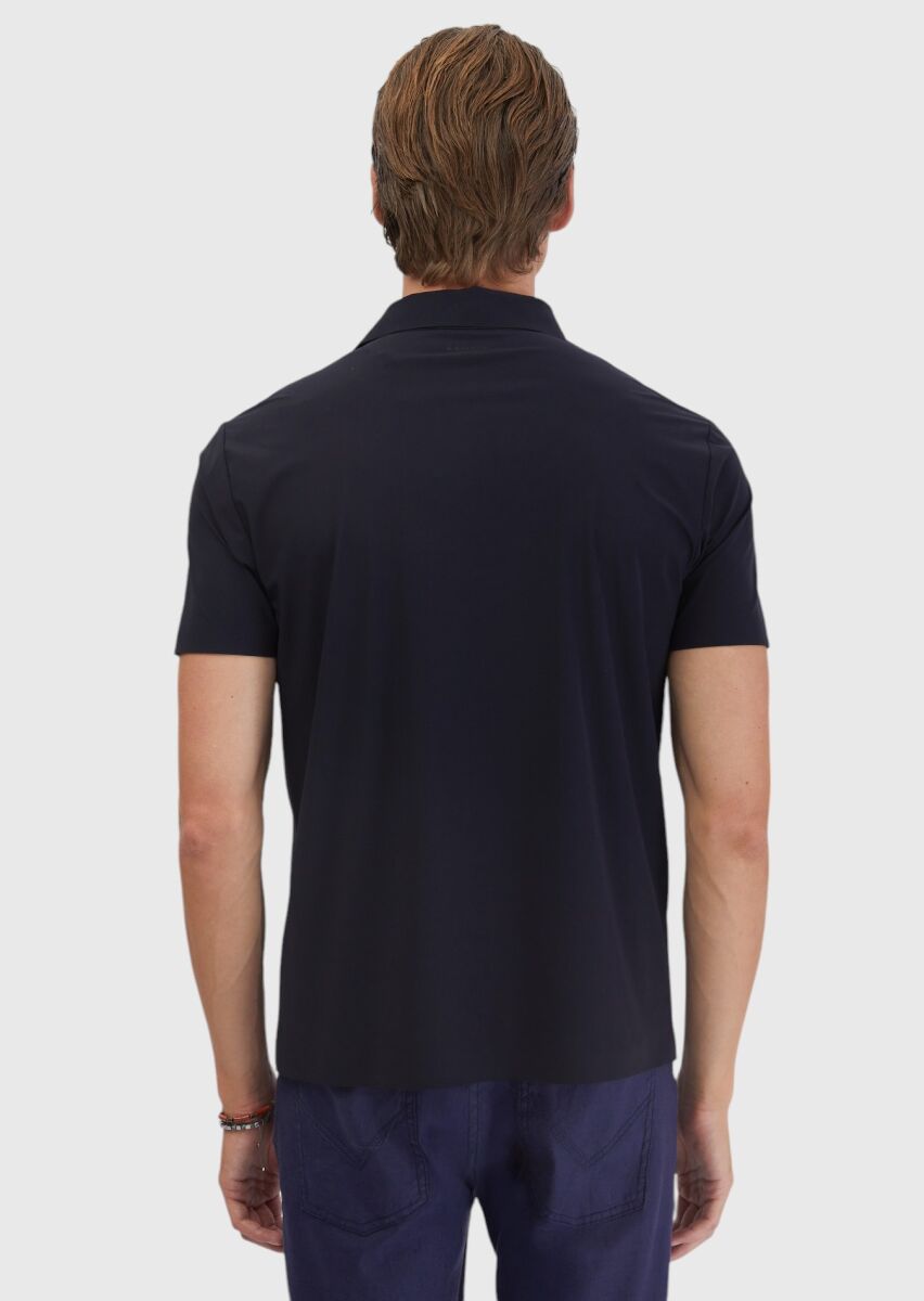 Lacivert Düz Polo Yaka T-Shirt - 6