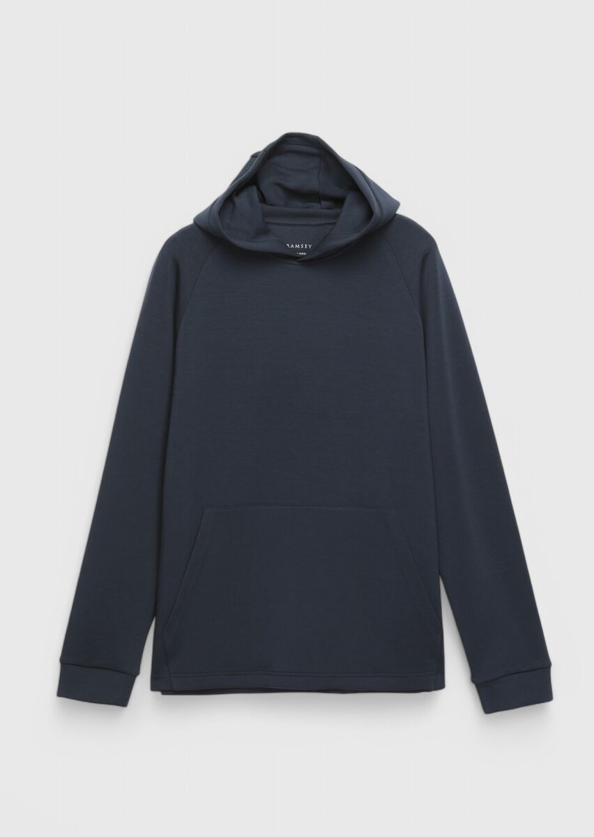 Lacivert Kapüşonlu Düz Sweatshırt - 6