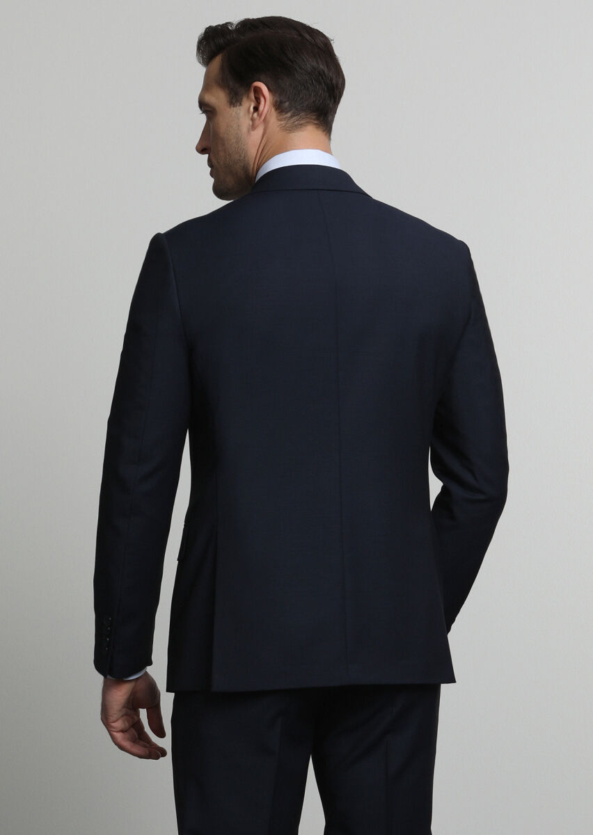 Lacivert Mikro Modern Fit Yün Karışımlı Takım Elbise - 4