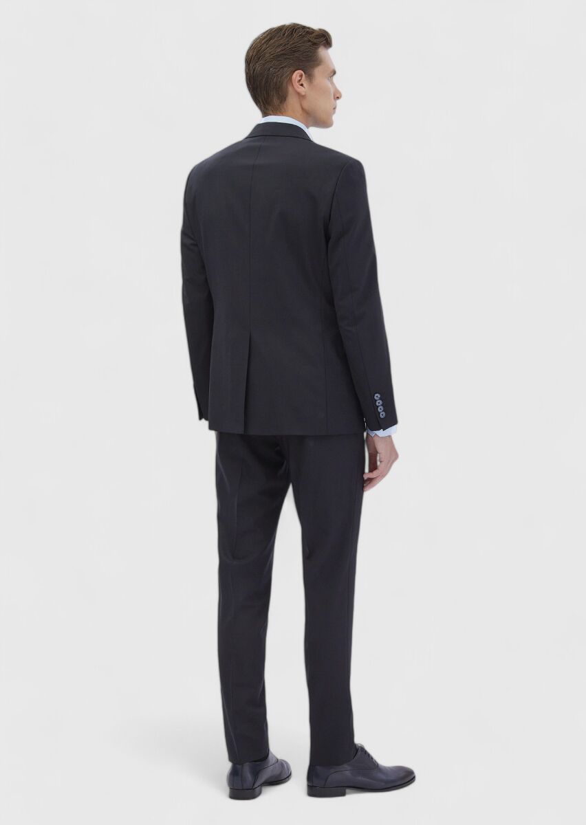 Lacivert Mikro Modern Fit Yün Karışımlı Takım Elbise - 7