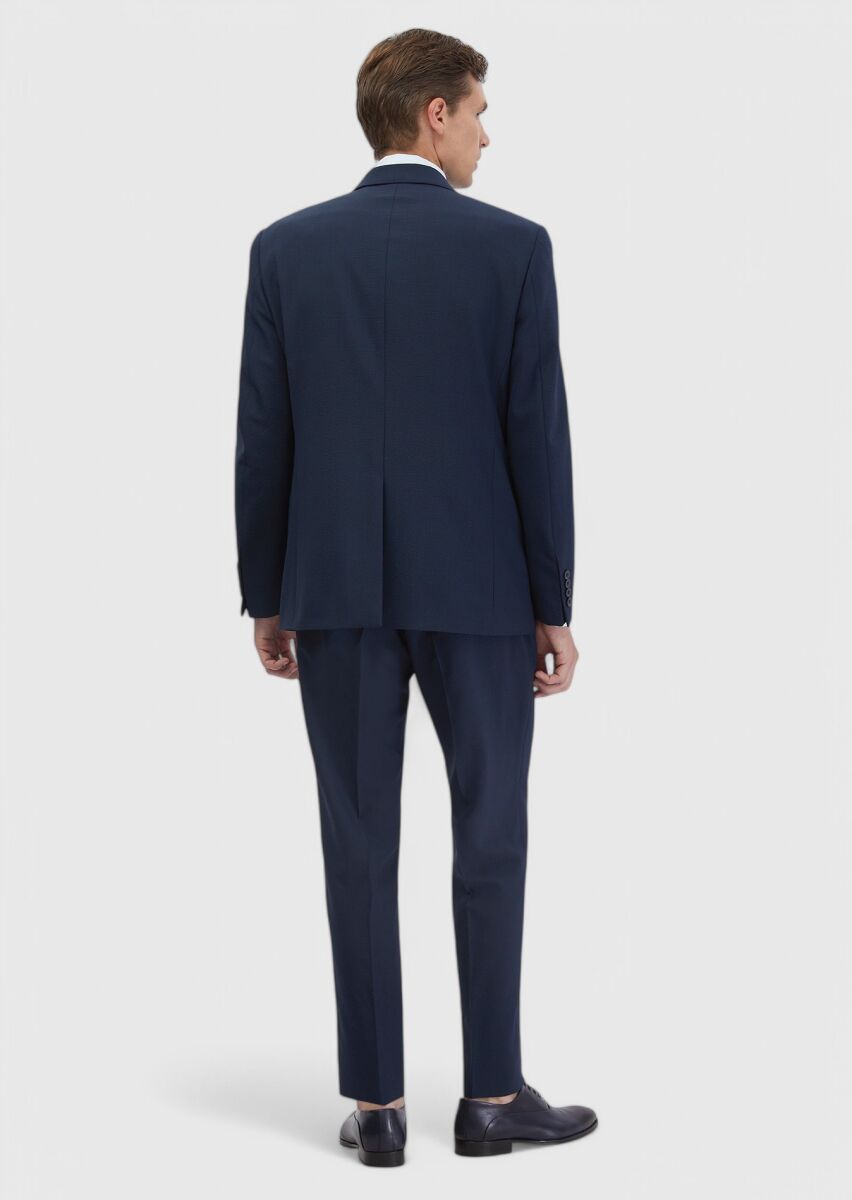 Lacivert Mikro Modern Fit Yün Karışımlı Takım Elbise - 7