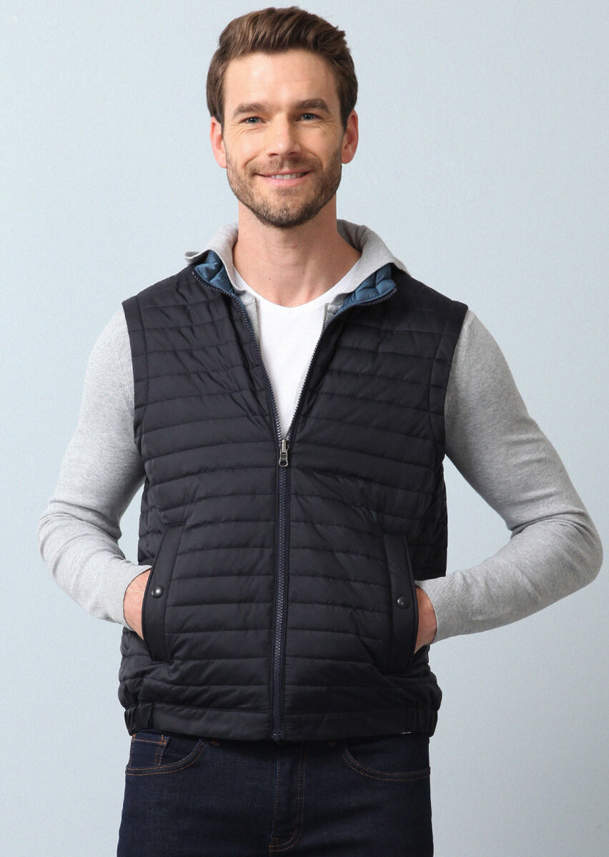 Lacivert Regular Fit Dik Yaka Casual Dokuma Mont - 3