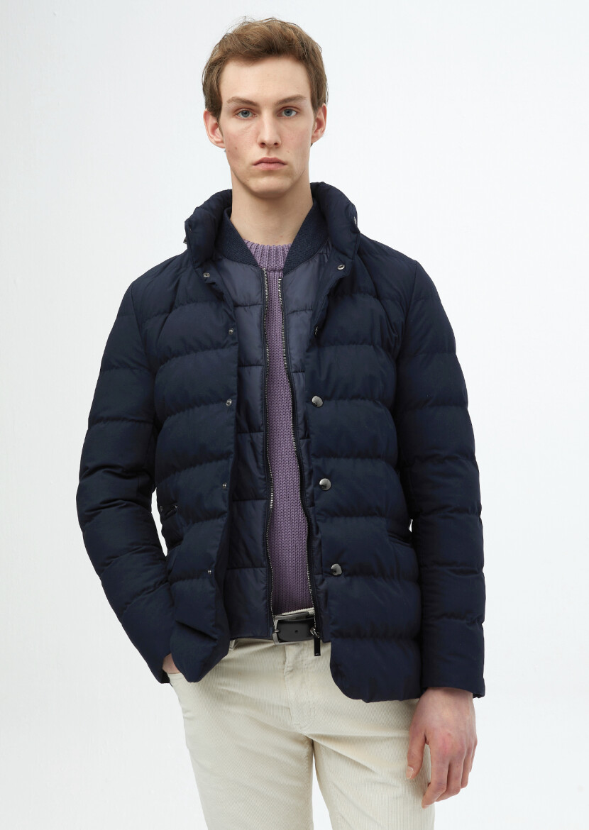 Lacivert Regular Fit Micro Jel Elyaflı Spor Ceket - RAMSEY