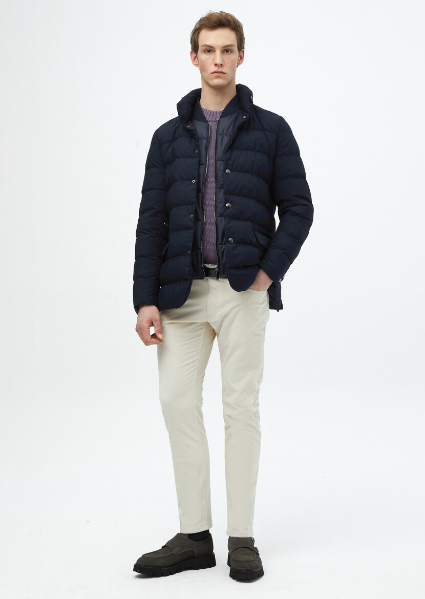 Lacivert Regular Fit Micro Jel Elyaflı Spor Ceket - RAMSEY