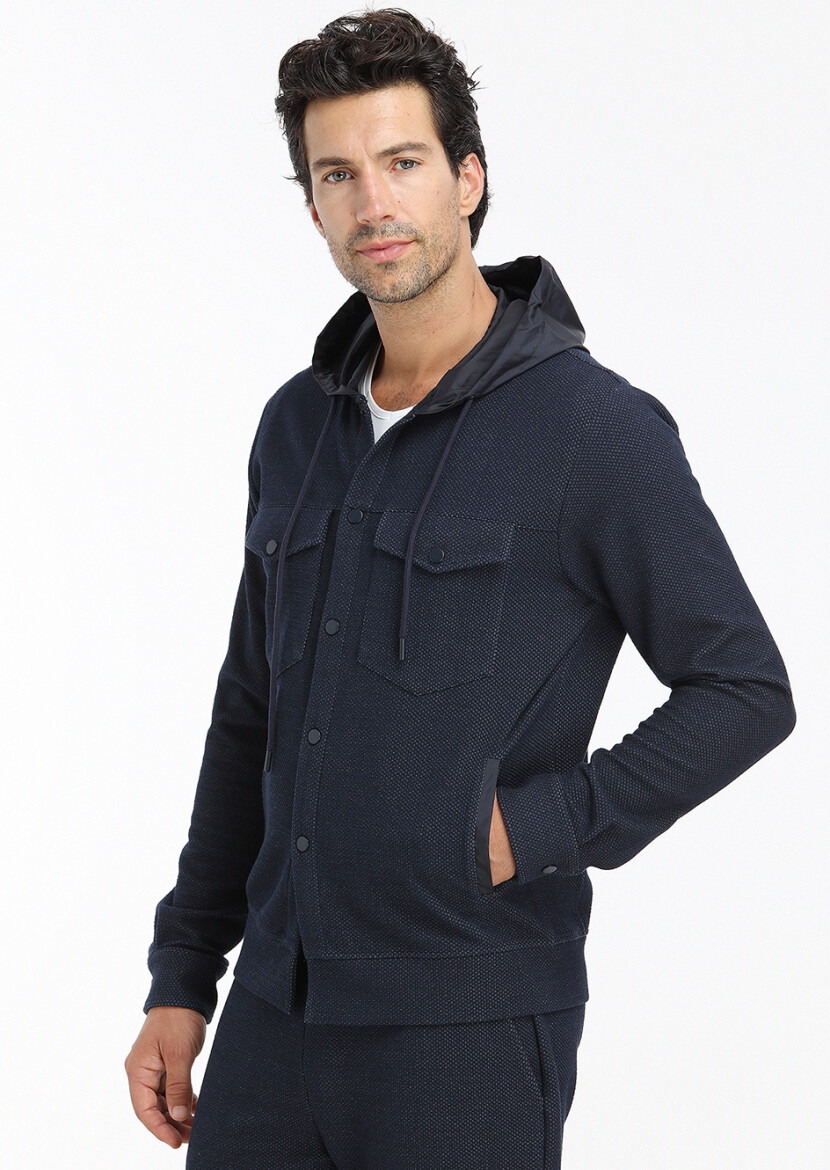 Lacivert Regular Fit Örme Spor Ceket - 2